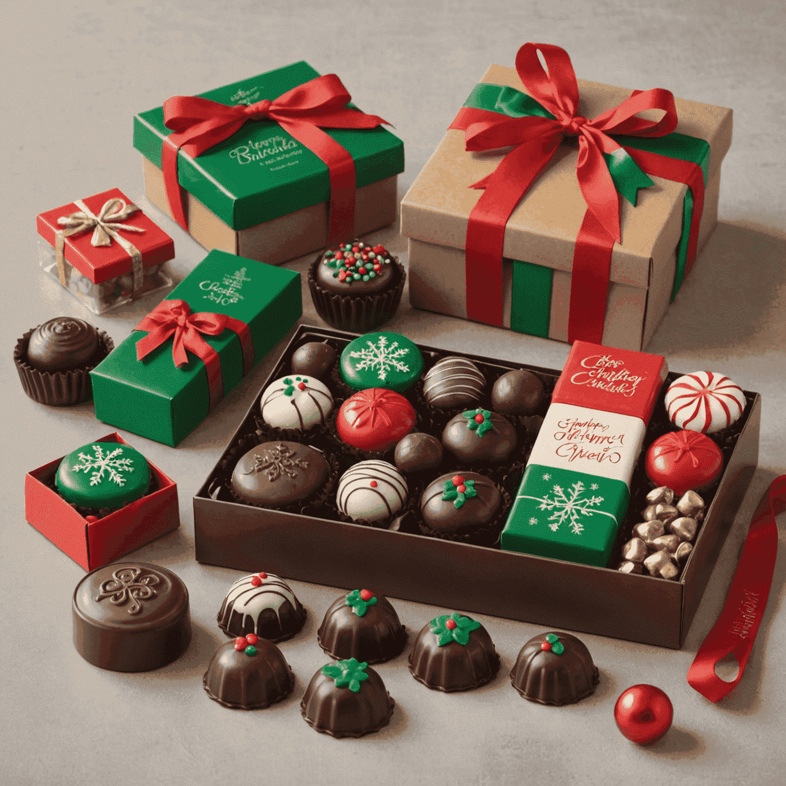 Holiday Cheer Gift Set with Christmas-themed chocolates and candies